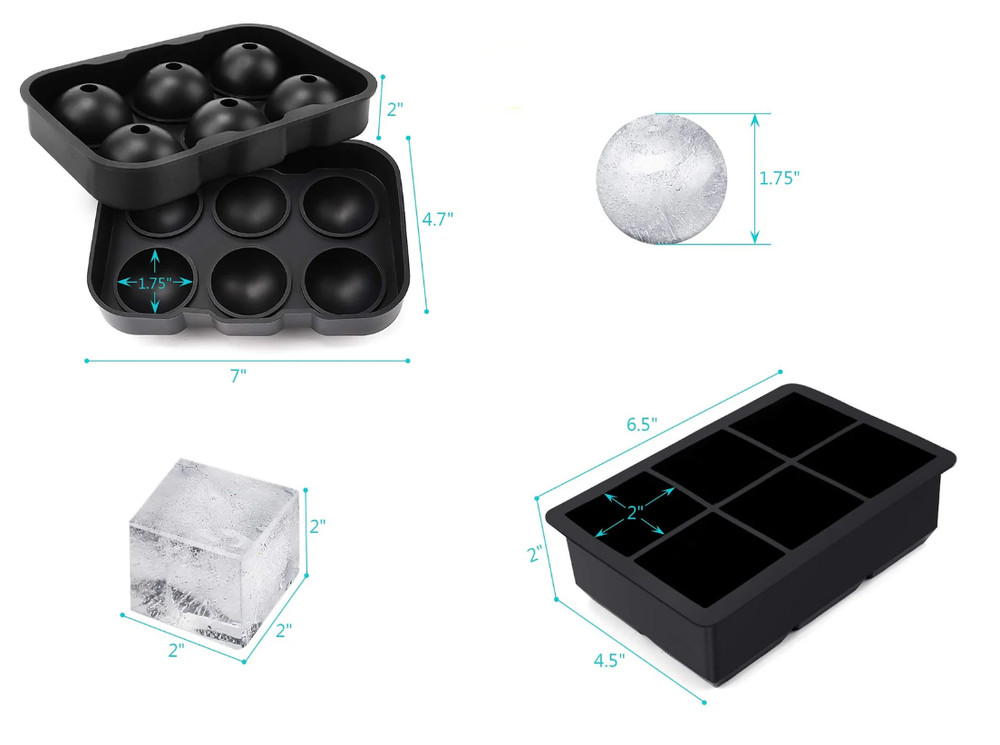 Kenny Loggins - Silicone Sphere Ice Ball & Ice Cube Mold Set **