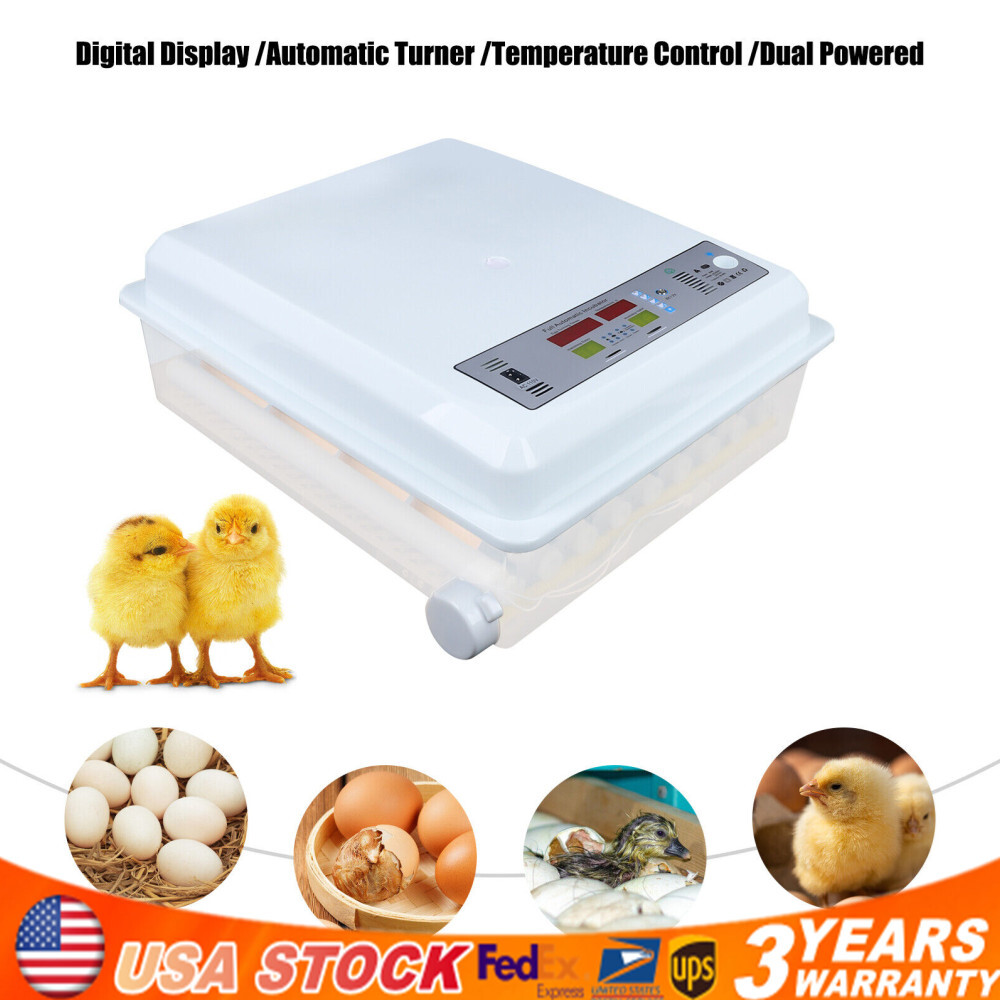 Egg Incubator 64 Eggs Fully Digital Automatic Hatcher Fits Hatching Chicken Farm