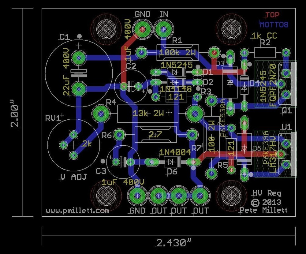 DIY PCB - High voltage "Maida" style regulator PCB