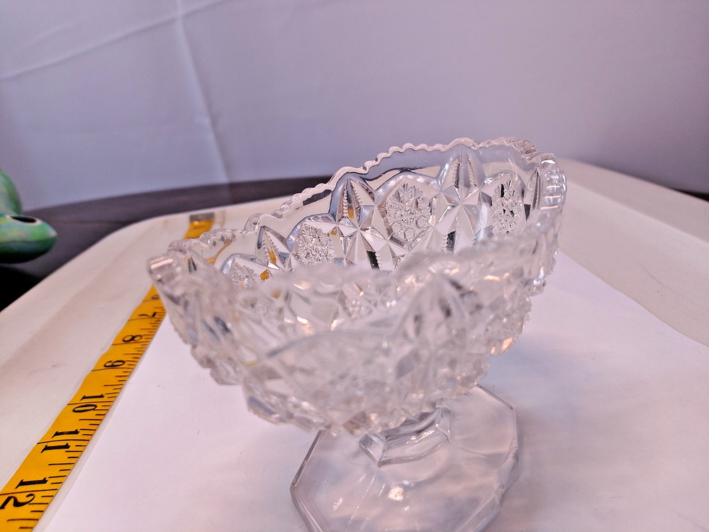 Vintage cut glass candy footer sharp edges