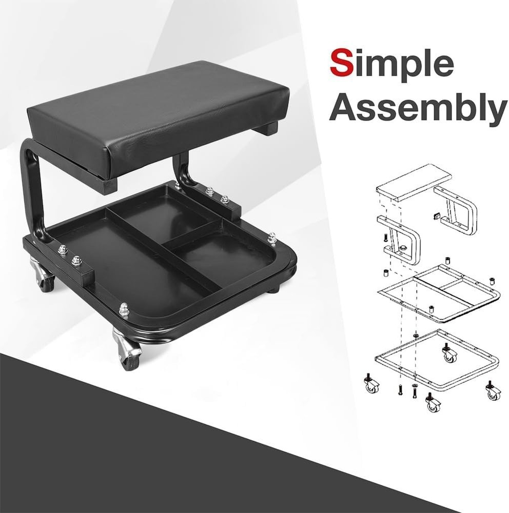 C-frame Mobile Mechanic's Chair, Storage with tray