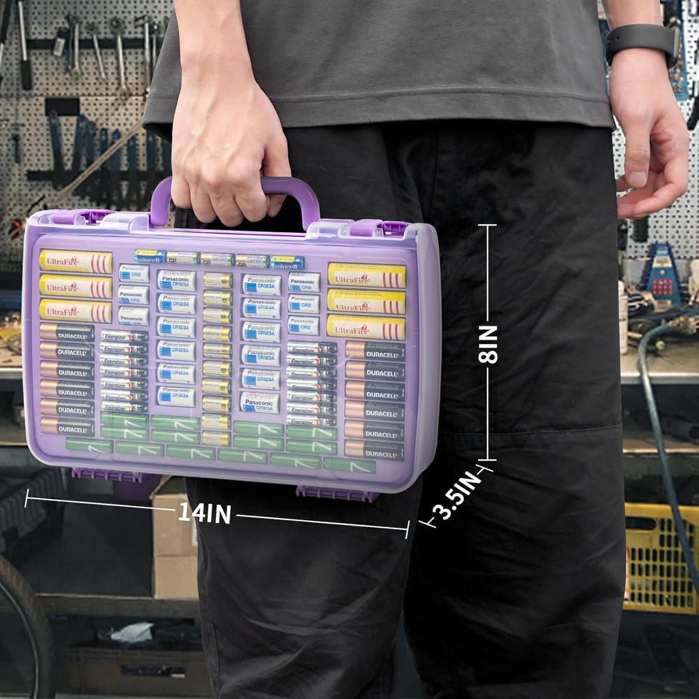 Battery Organizer Storage Holder Box Case with Tester 269 Batteries Double-Sided