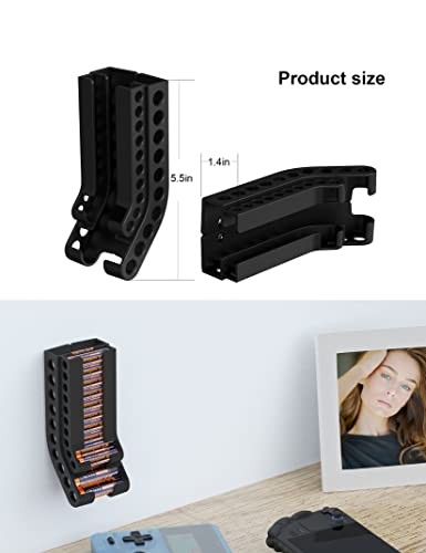 Battery Holder Storage Organizer AA & AAA Battery Caddy Wall Mount Black