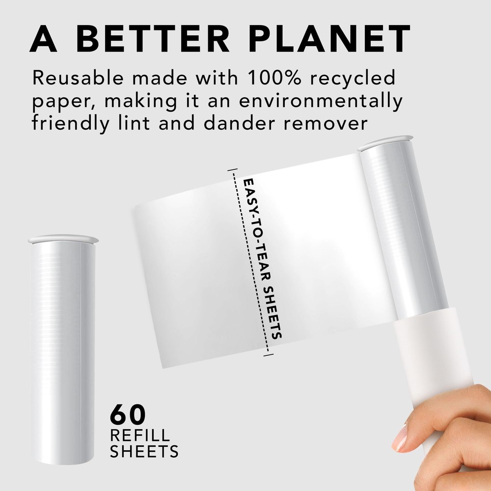 Flint Retractable Lint Roller Portable Refillable 30 Sheets 2 Count White