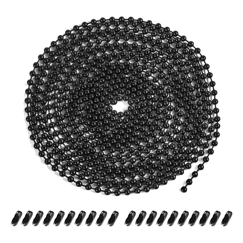 Black Ceiling Fan Pull Chain, 120" Extra Long Rust Proof 3Mm Beaded Ball Light