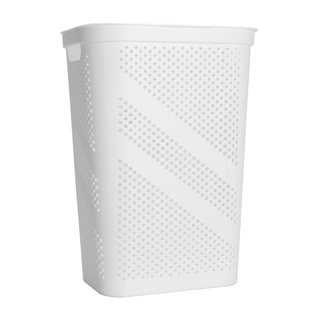Large 24-Pack White Plastic Hanging Lid Rectangular Laundry Basket Hamper