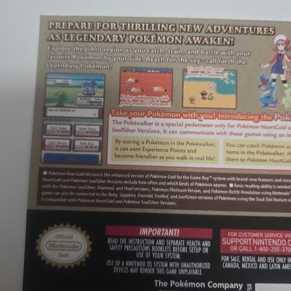 Replacement Case For Pokemon Heart Gold Version Nintendo DS