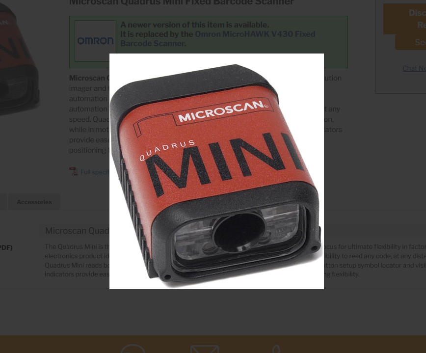 Microscan Quadrus Mini Fixed Barcode Scanner P/N FIS-6300-0003G
