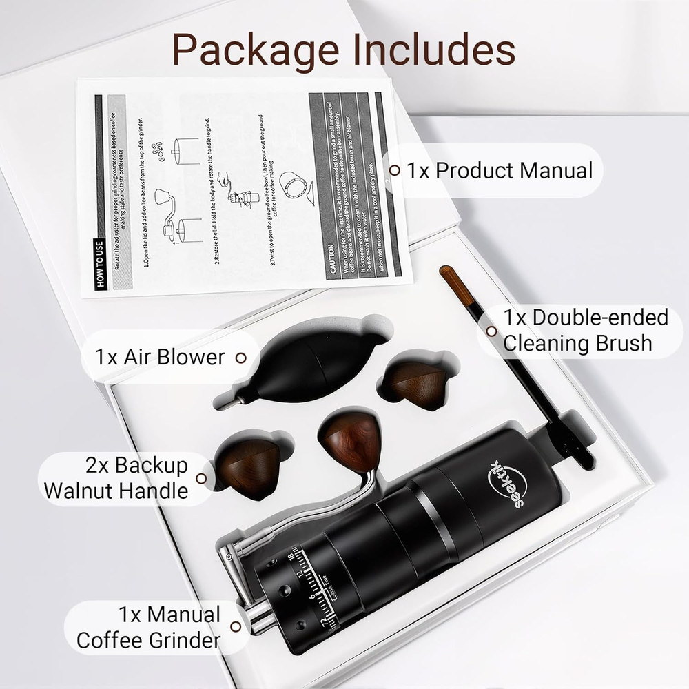 Manual Coffee Grinder with Numerical External Adjustable Setting Stainless Steel
