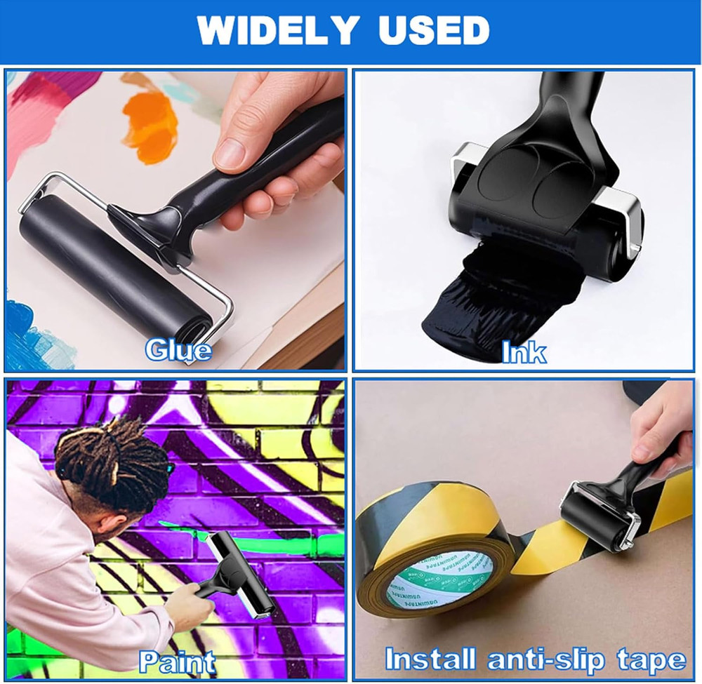 2 Pack Brayer Rollers, Professional Rubber Art Rollers with Comfortable Hand ...