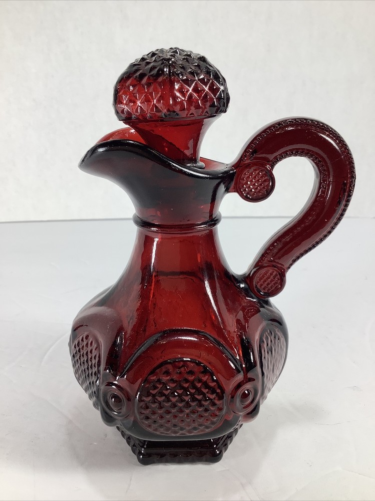 Vintage~ Avon® Ruby Red Decorative Glass Pitcher/Perfume Bottle w/Stopper