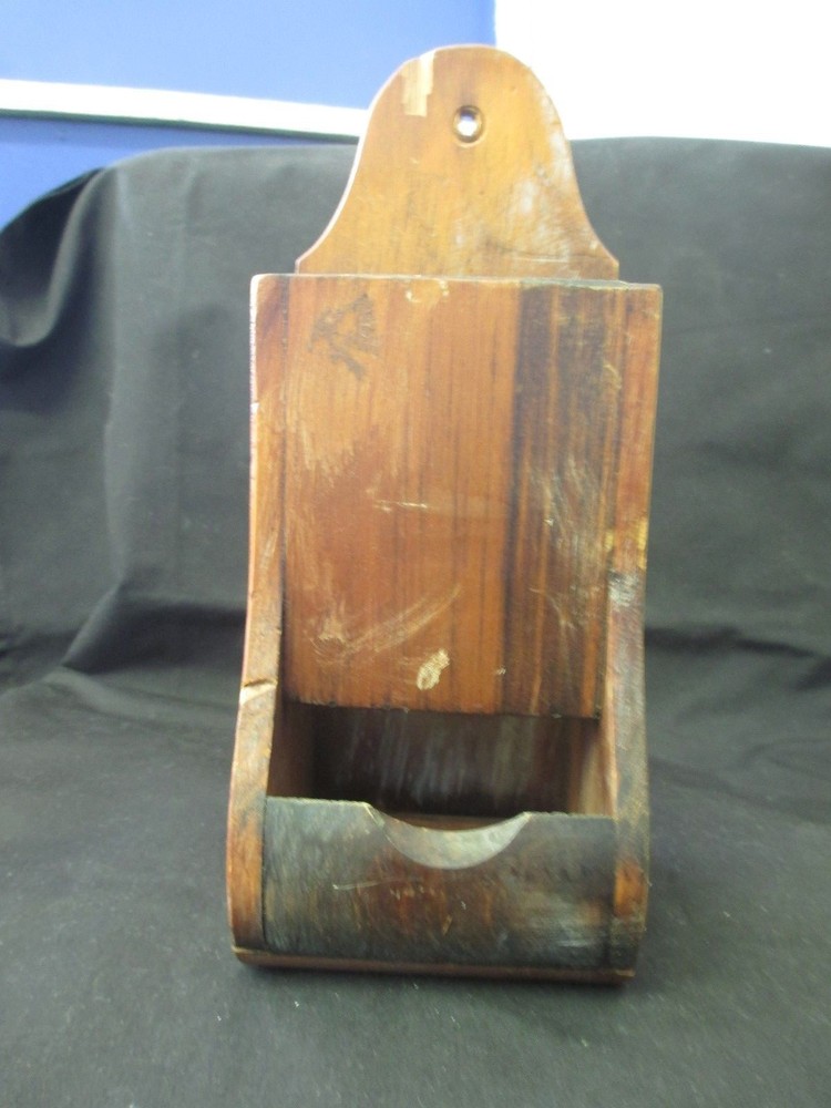 Vintage Wooden Match Holder Wall Mounted