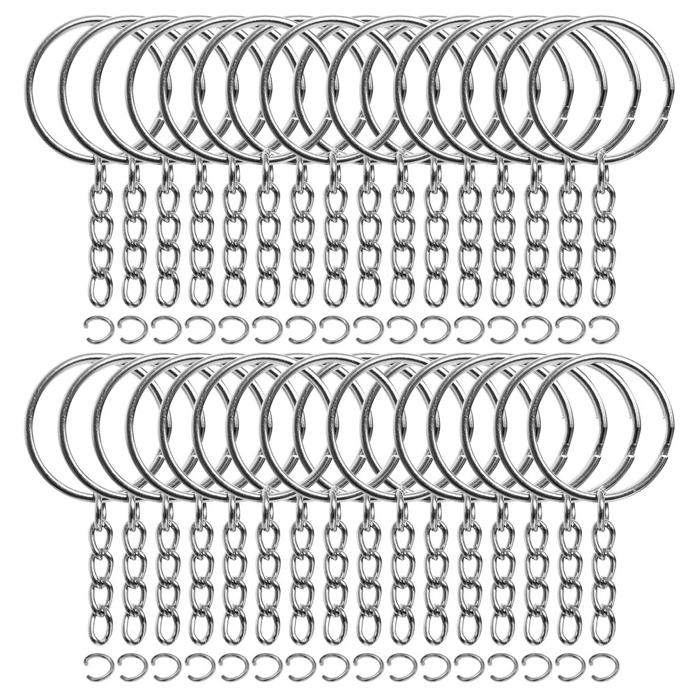 REEMTOO 50PCS Bulk 1 inch (ring diameter), 2.1 inches (total length), Silver