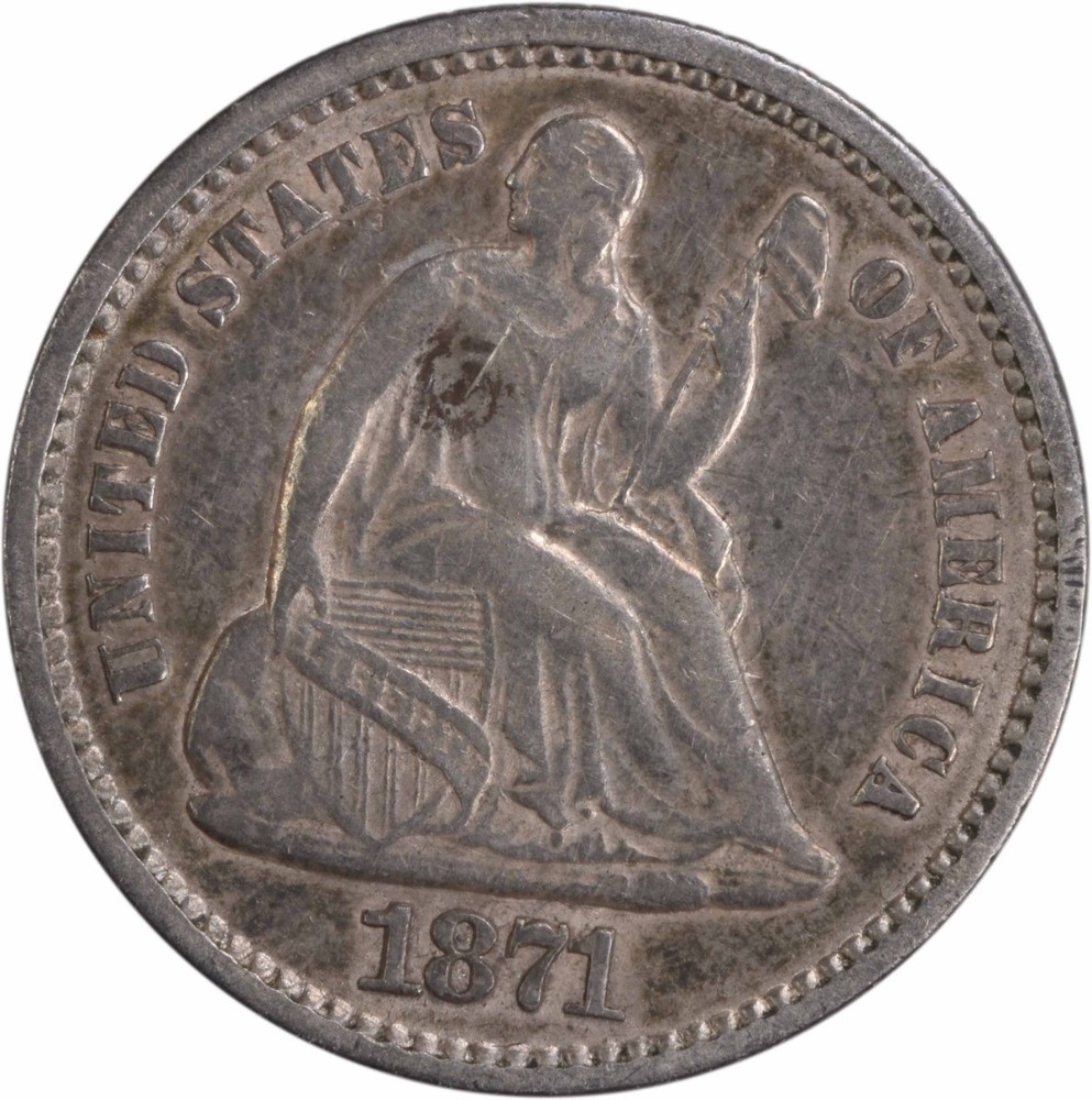 1871 Liberty Seated Silver Half Dime EF Uncertified #303