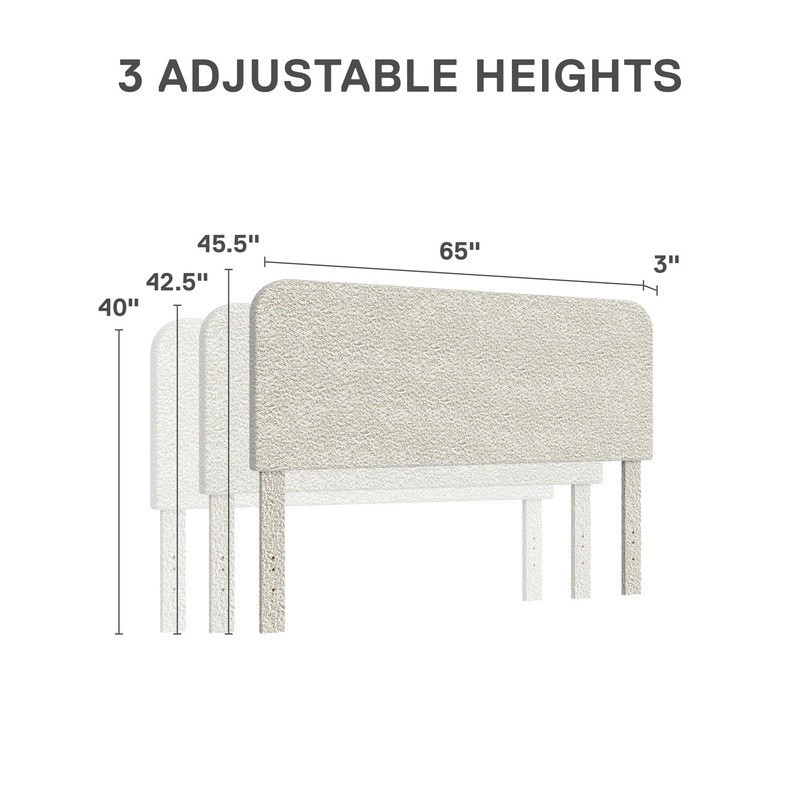 Upholstered Boucle Headboard Full Queen Adjustable Modern Design Easy Install