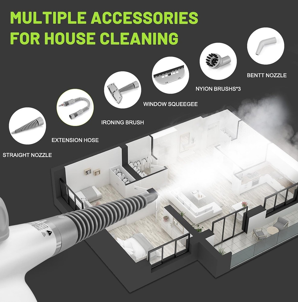 Handheld steam cleaner, high-pressure multi-surface steam jet