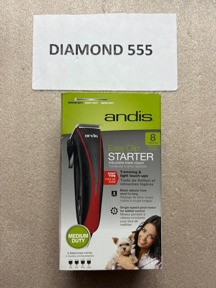 Andis Easy Clip Starter Adjustable Blade Clipper 8pc Kit Medium Duty PM-10 0759