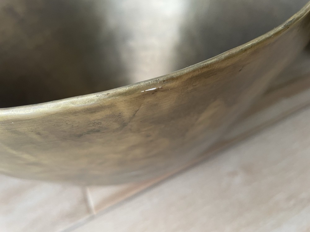 Pottery Barn Brass Large Bowl Planter Wavy Container Home Decor