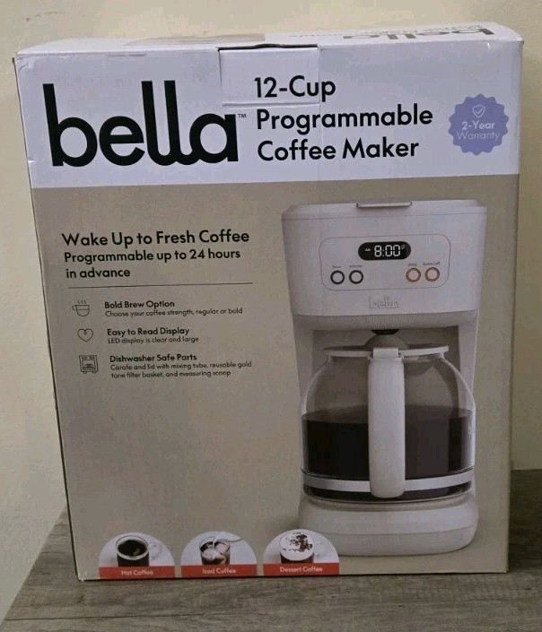 Bella 12 Cup Programmable Coffee Maker Digital Timer Clean Tested Works