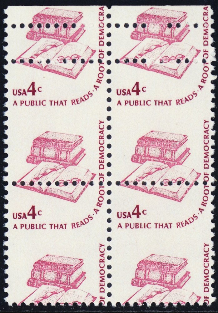 1585, Mint NH 4¢ Large Misperfed Error Block Shows Gutter * Stuart Katz