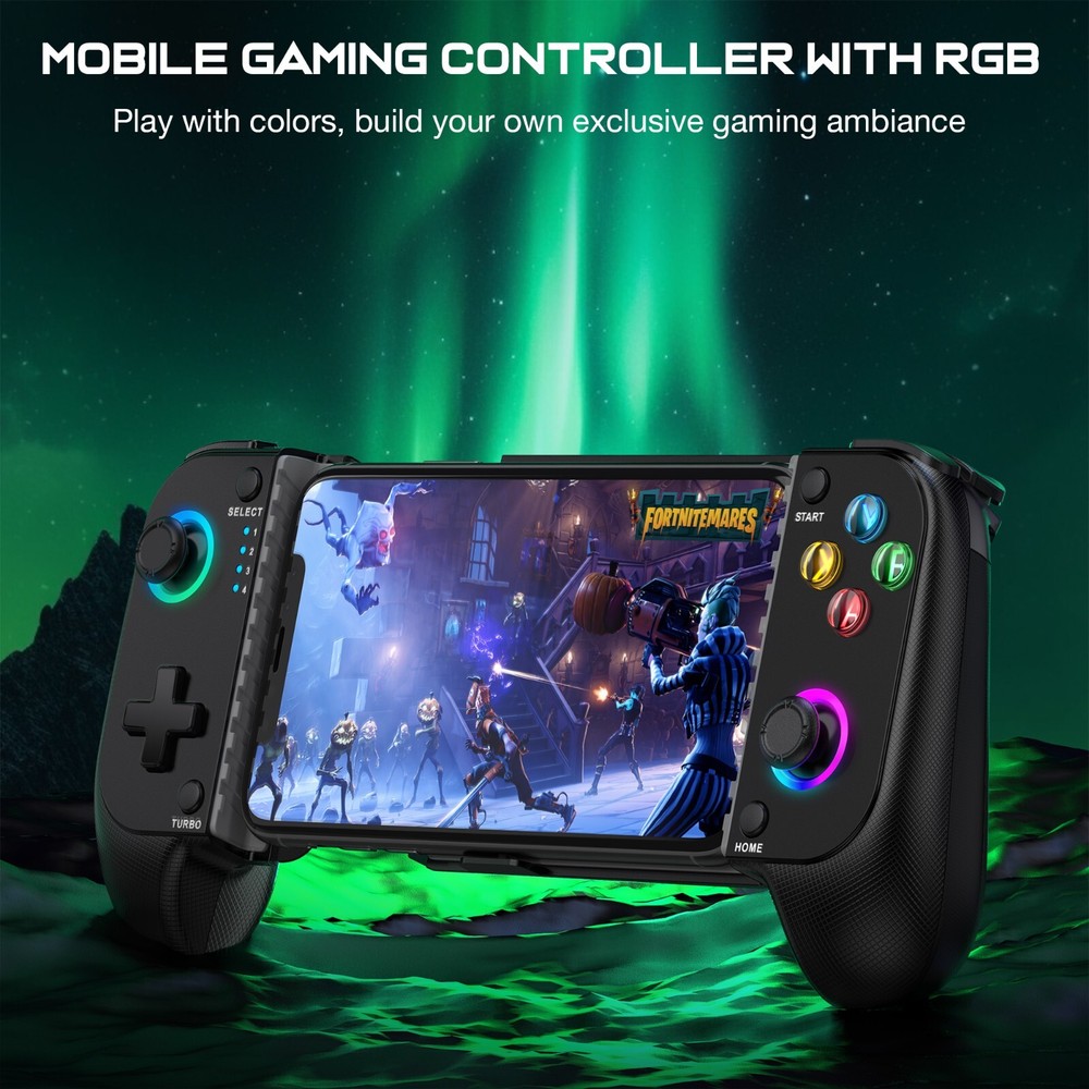 Mobile Game Controller for iPhone/Android,iOS Wireless Gaming Controller+RGB