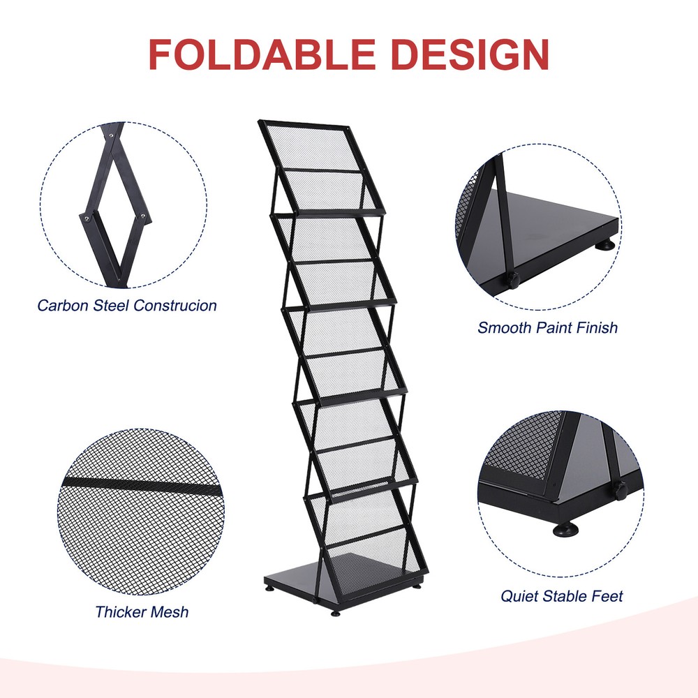 Foldable Magazine Display Rack 5 Layers Brochure Stand Catalog Literature Rack