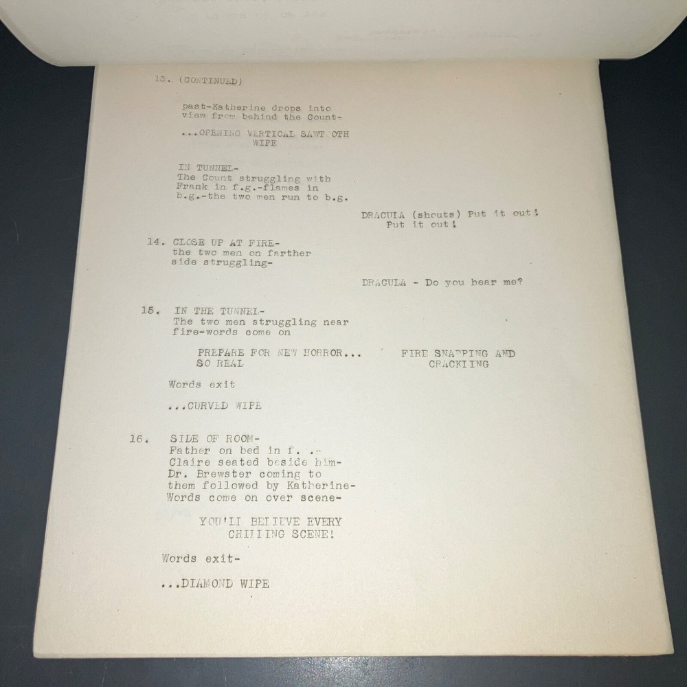 SON OF DRACULA (3/5/43) Rare Universal File Continuity Script + Trailer Script!!