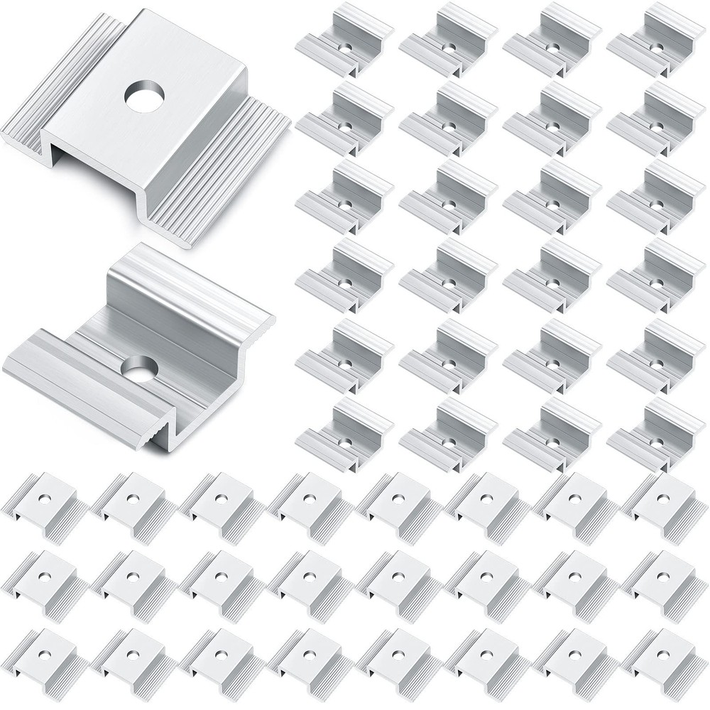 Zhengmy 48 Pack Solar Panel Mid Clamps 1.06 Inch Bracket Silver