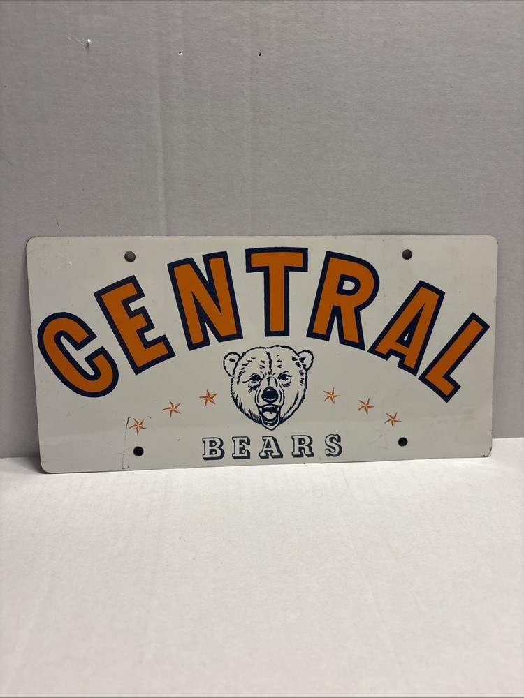 CENTRAL BEARS License Plate RARE Vintage