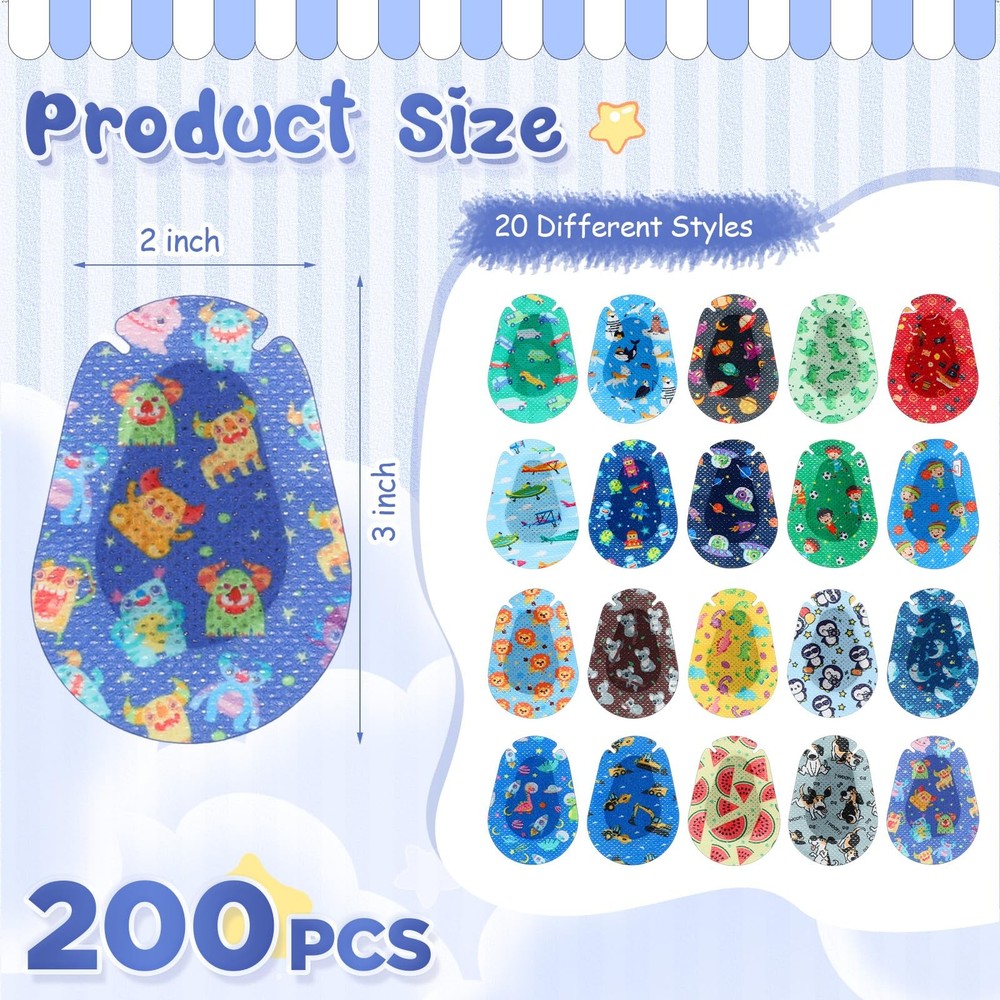 Adhesive Eye Patches, 20 Styles Breathable Eye Patch Light Blocking, 3x2" 200Pc