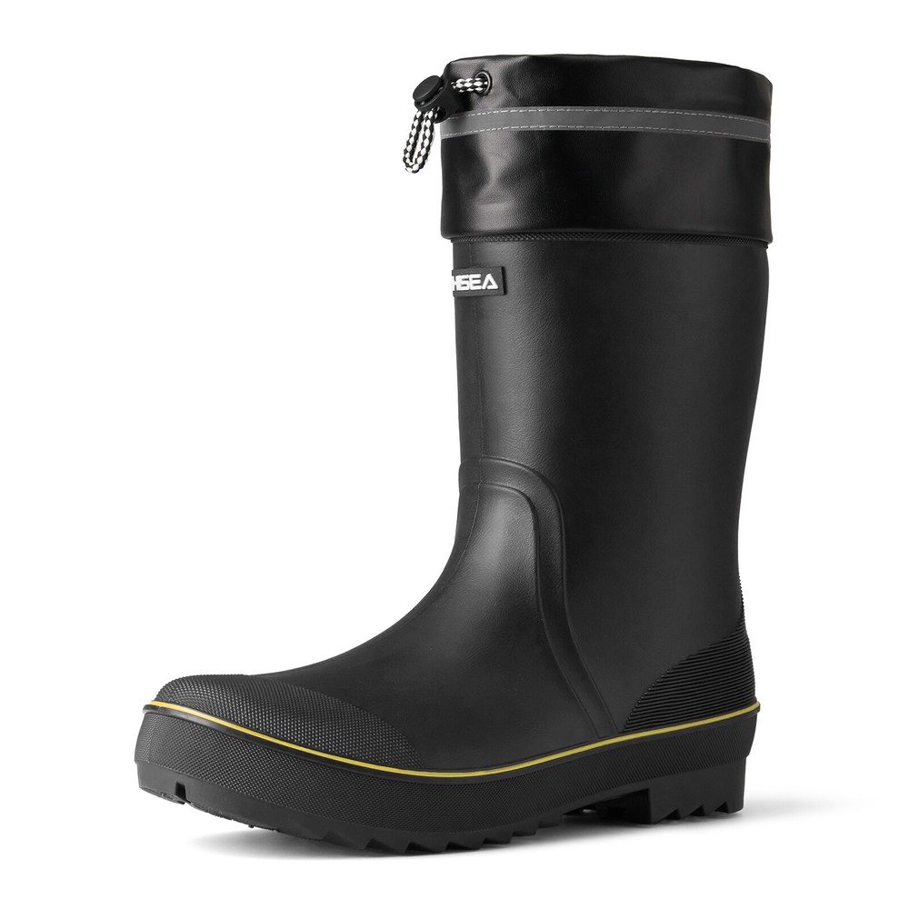 HISEA Men Rubber Rain Boots Strap Collar Lightweight Soft Yard Fishing Work Boot