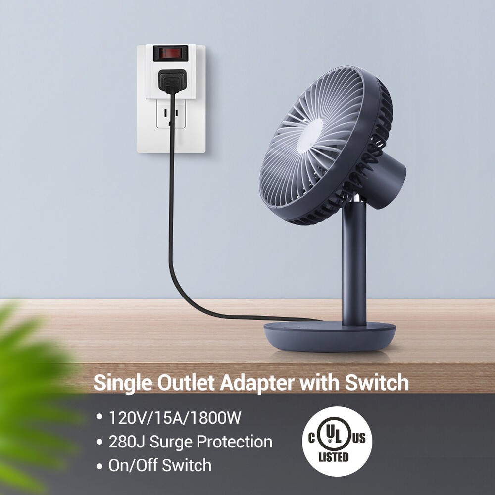 DEWENWILS 3 Pack Electrical Plug Outlet Switch Grounded Port Power Adapter