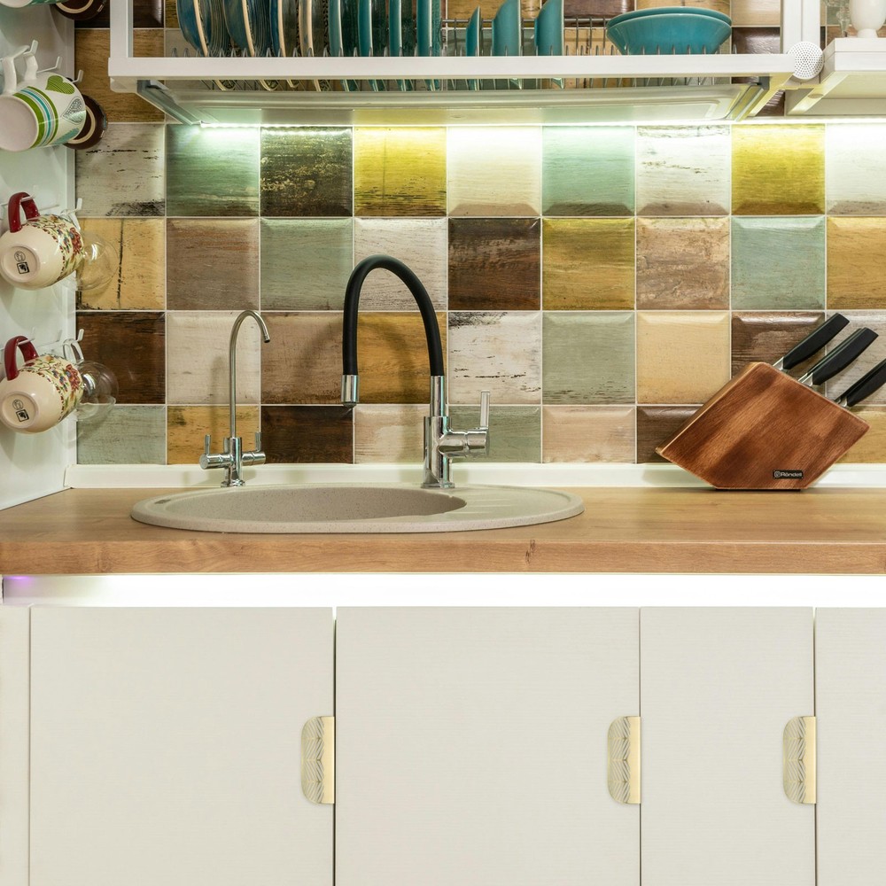 4 Pack Edge Pulls for Cabinets, Hollow Leaf Cabinet Pulls 3.7" Hole Centers