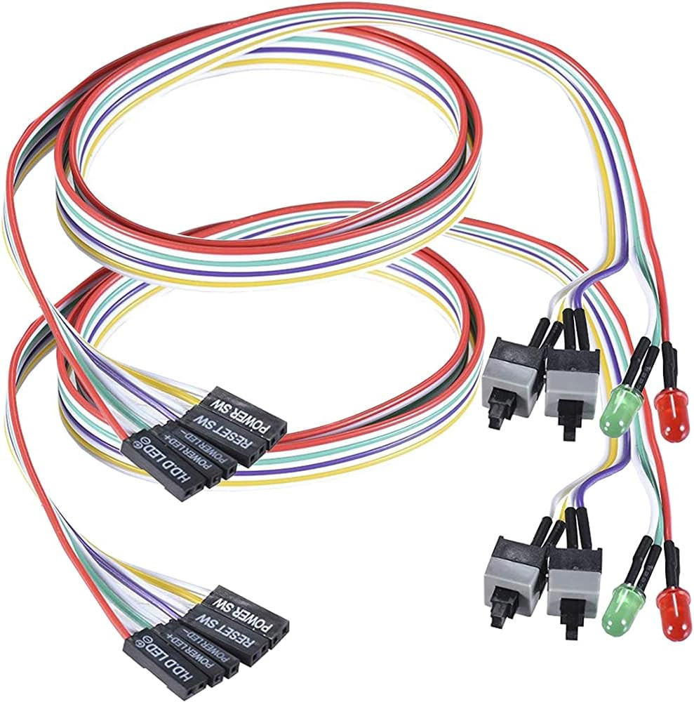 2 Pack Desktop Computer Case Motherboard On/Off/Reset/Hdd Switch Power Cord PC