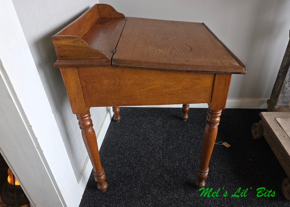 Victorian Solid Oak Slant Top Writing Desk