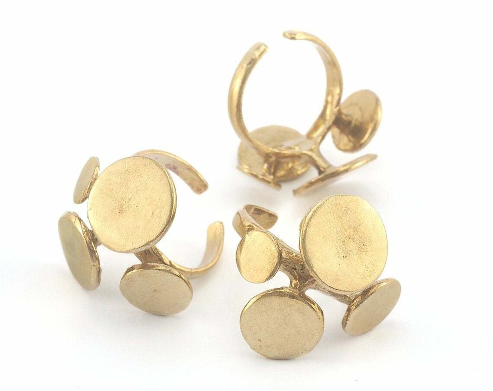 Circles Adjustable Ring Blank - raw brass 19mm 9US inner size - Adjustable 3678