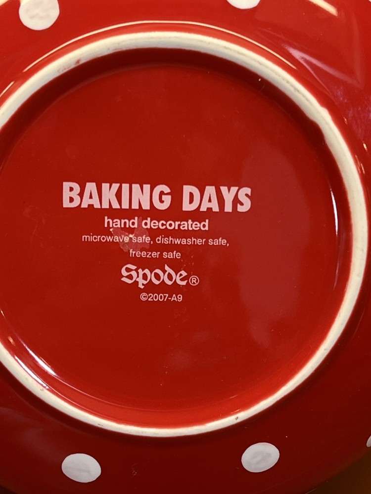 Spode Baking Days Red with White Dots Pasta Bowl 7" New