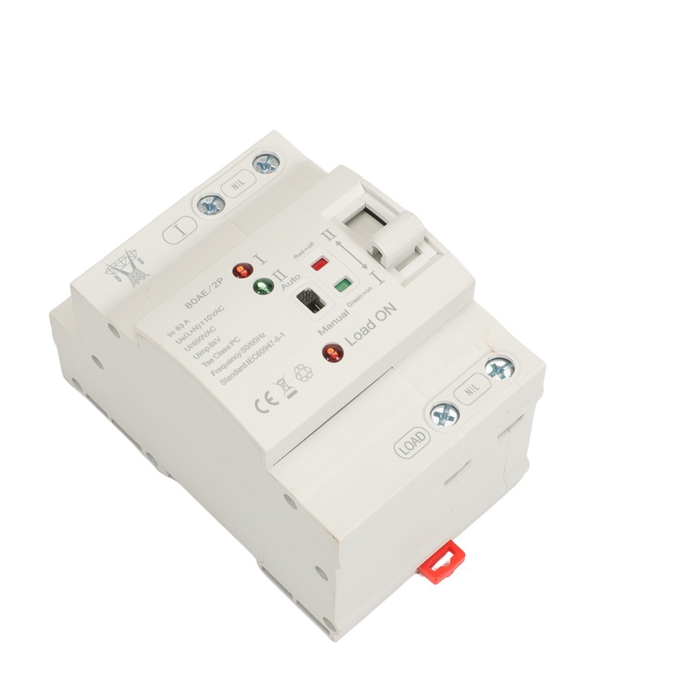 Mini Dual Power Automatic Transfer Switch Grid to Alternator 2P 63A 110V AC