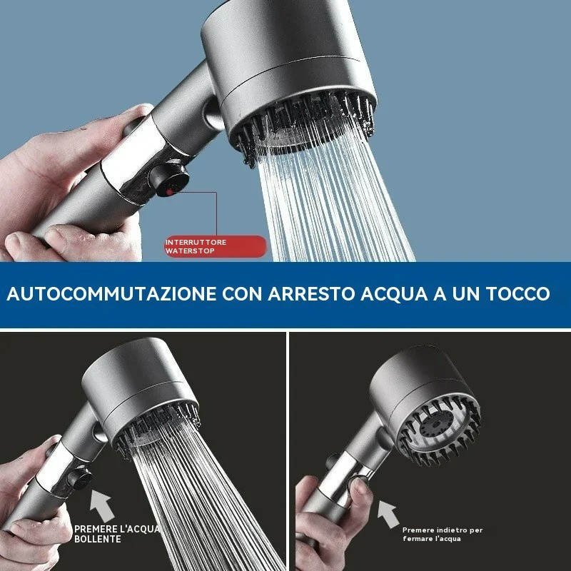 Shower Head with High Pressure Filter and Spray Adjustable in 3 Modes