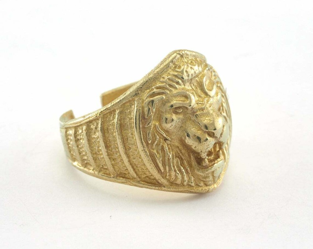 Lion Adjustable Ring Raw Brass (18.5mm 8.5US inner size - Adjustable ) OZ3354