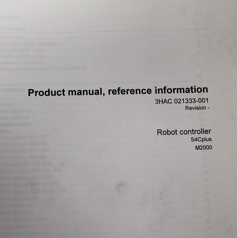 ABB 3HAC 021333-001 Product Manual, Reference Information Robot Controller