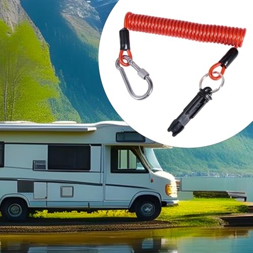 Spring Breakaway Coiled Cable Strap, Trailer Brake Away Cable Emergency Brake