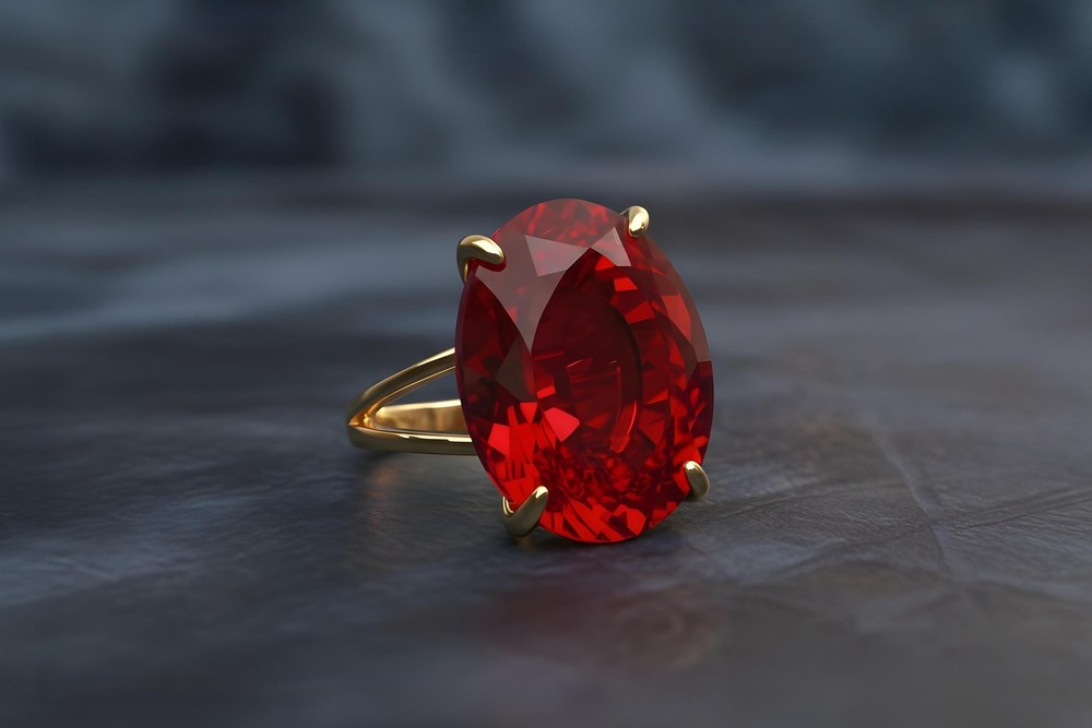 Oval Ruby Ring Anemone Jewelry 14k Gold Vertical Setting Engraved Gift