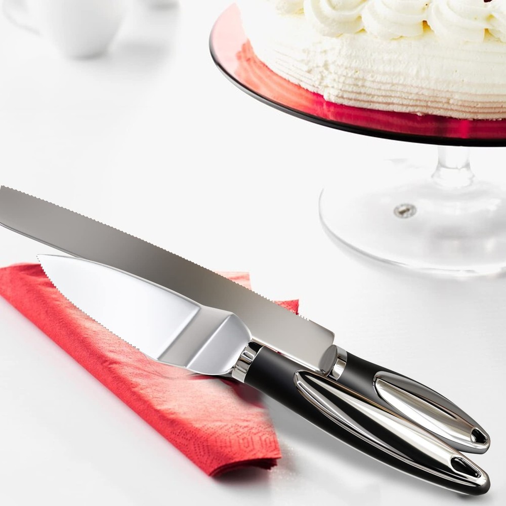 LUSHIG Wedding Cake Knife and Server Set, Cake Cutter And Server with Non Sli...