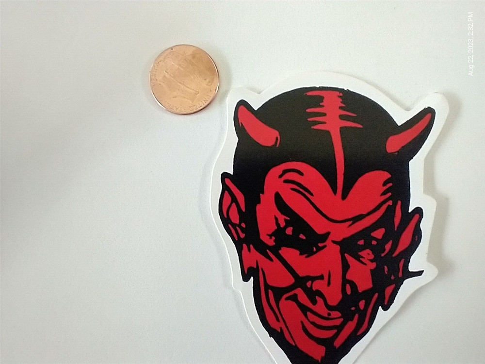 Small Hand made Decal Sticker RED DEVILS HEAD