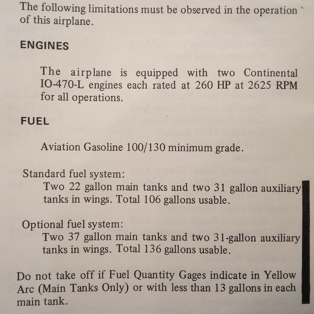 Beechcraft Baron B55 & B55A Pilot's Operating Handbook.