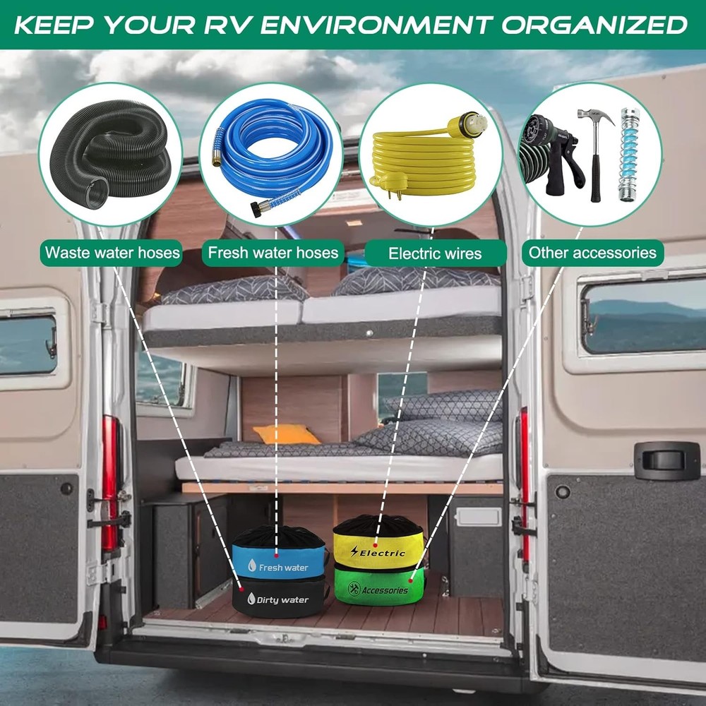 4 Pack RV Sewer Hose Storage,Waterproof Storage and Multicolor