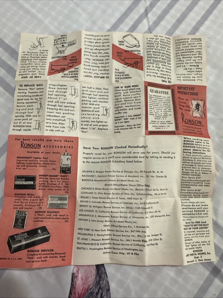 1950-Ronson Mastercase Cigarette Lighter With Built-In Cigarette Case-New, NOS