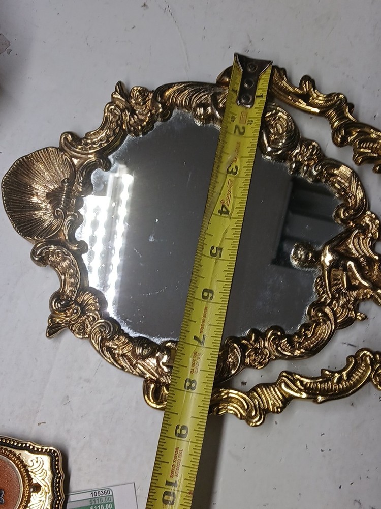 Tabletop brass mirror adjustable decorative looking glass cherub deco rococo sty