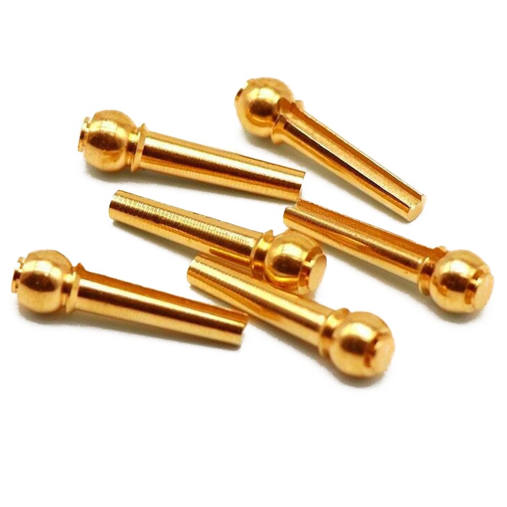 6 Pack Guitar Strings Fixed Brass Pins Bridge Replacement Parts For Folk Guitar